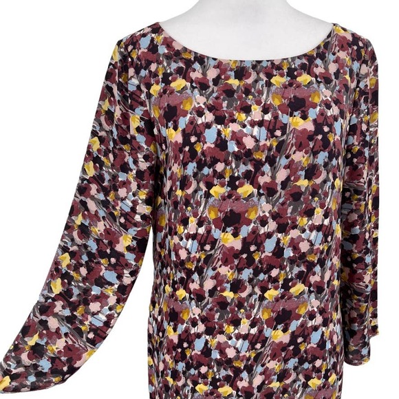 TIBI 100% Silk 3/4 Sleeve Impressionist Floral Shift Dress - Size 4 EUC - Picture 4 of 12